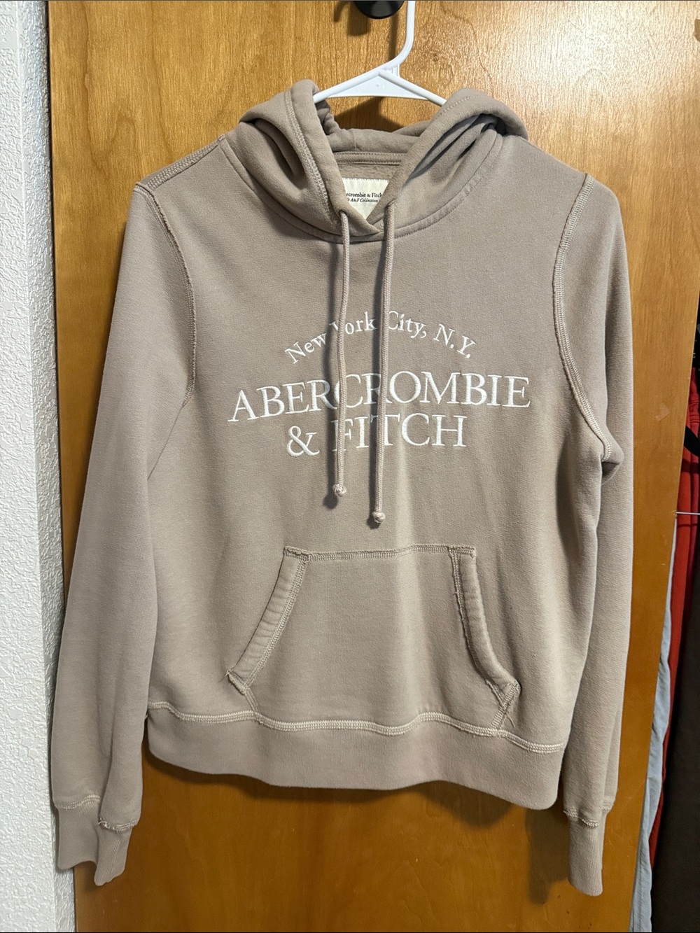 Abercrombie & Fitch Taupe Women's Logo Hoodie Sweatshirt